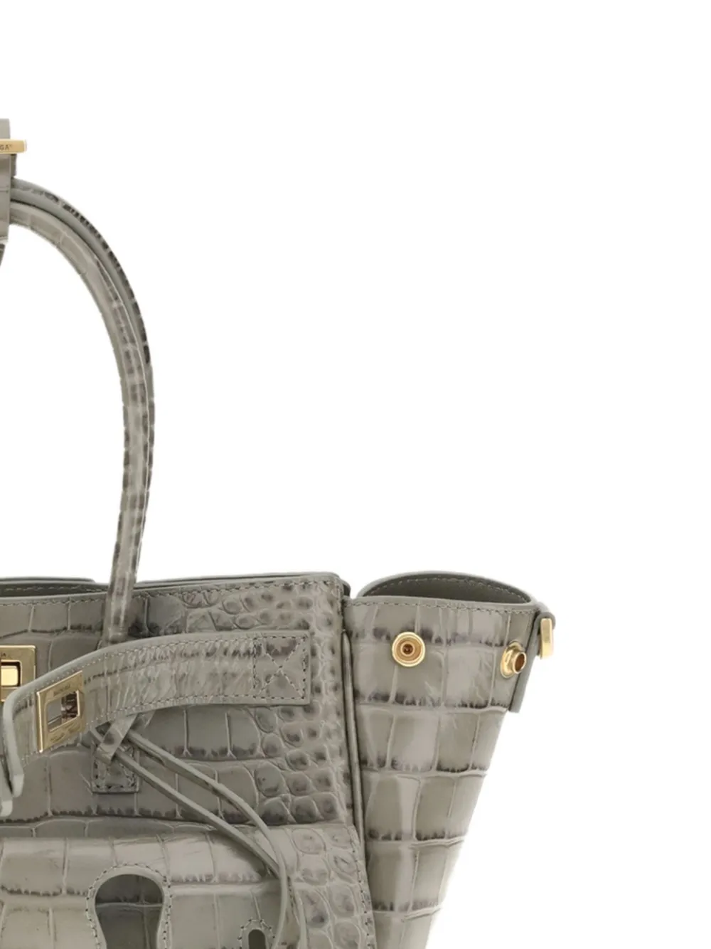 Balenciaga Bel Air leren mini-shopper met krokodillen-reliëf Groen