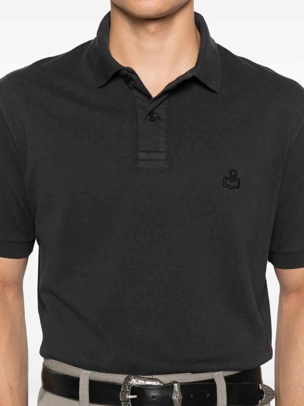 Isabel Marant Logo-embroidered Polo Shirt In Black