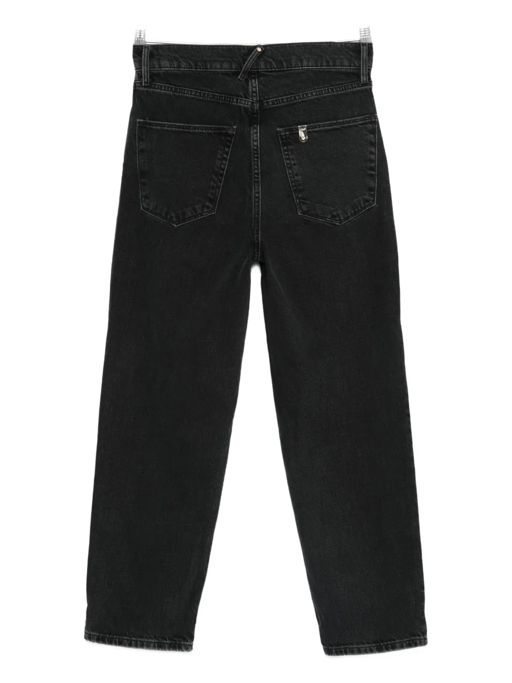 LIU JO Straight jeans met logoplakkaat Zwart