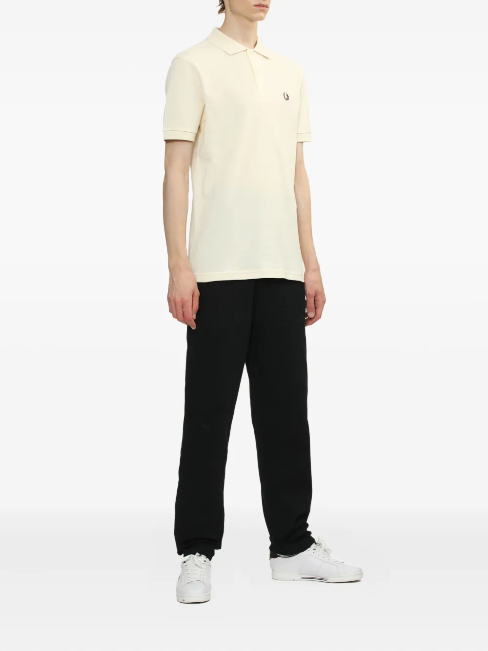 Fred Perry embroidered laurel-wreath polo shirt - Beige