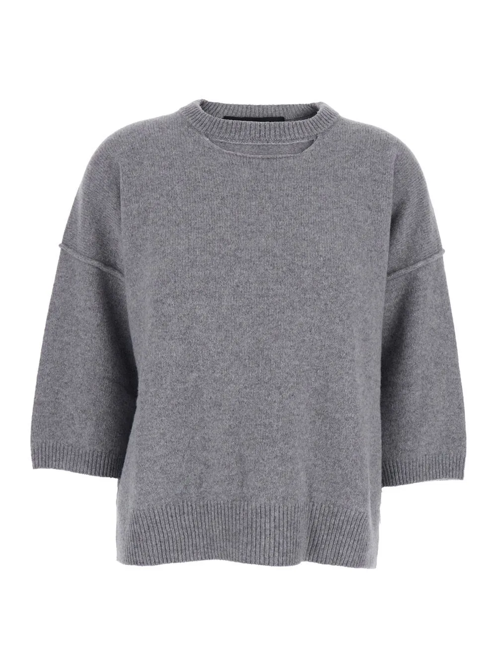 short-sleeve wool-cashmere sweater