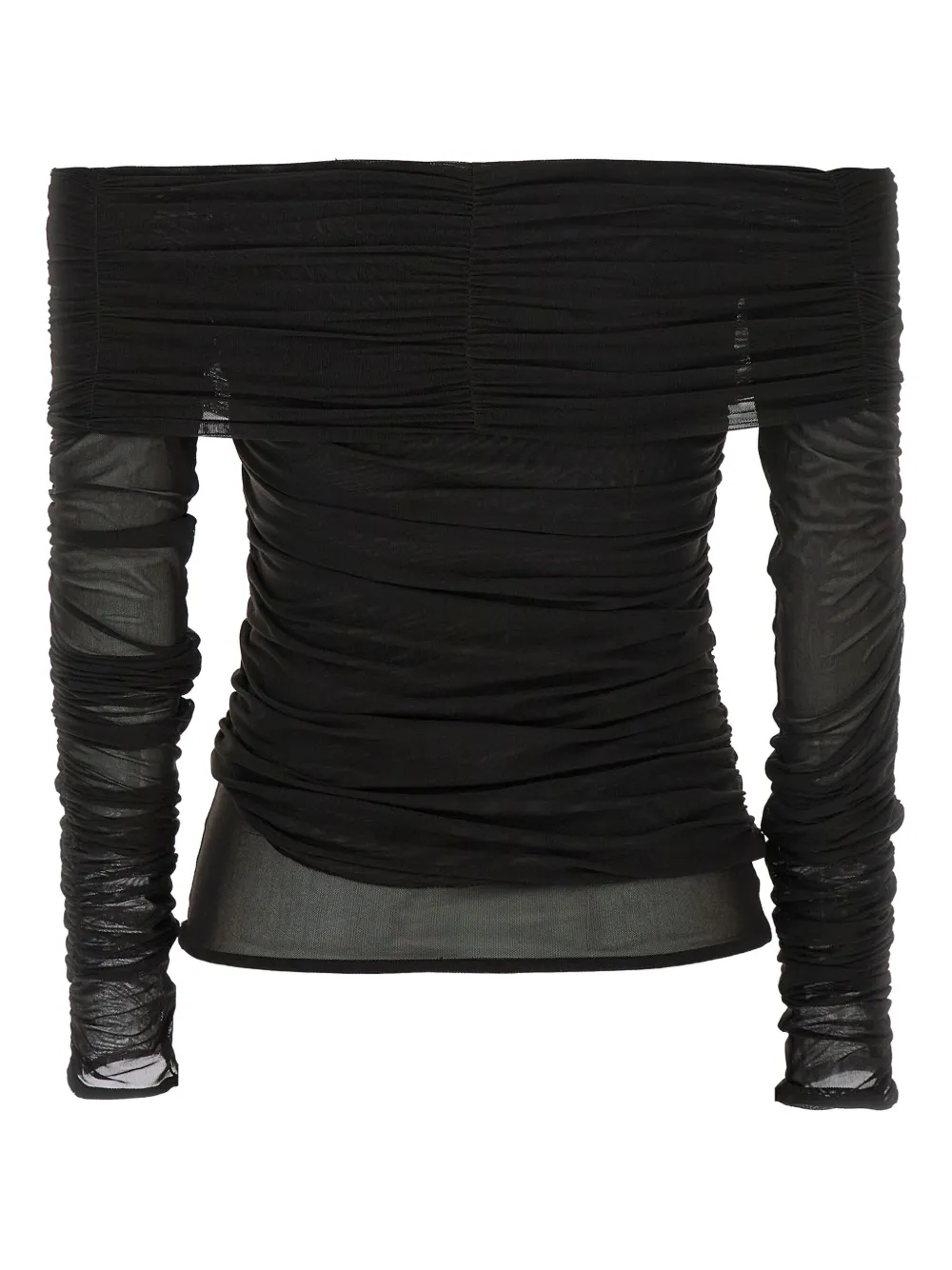 Federica Tosi off-shoulder gathered mesh blouse Zwart