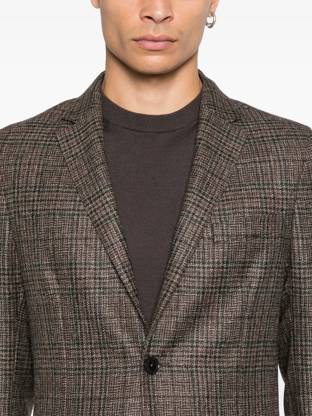 Zegna Geruit jack met twee knopen Bruin