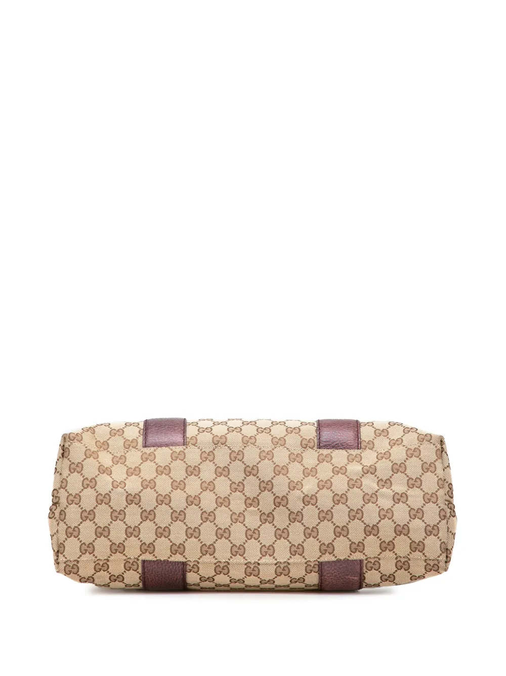 Pre-owned Gucci 2000-2015 Medium Gg Canvas Bamboo Libeccio Tote Bag In Brown