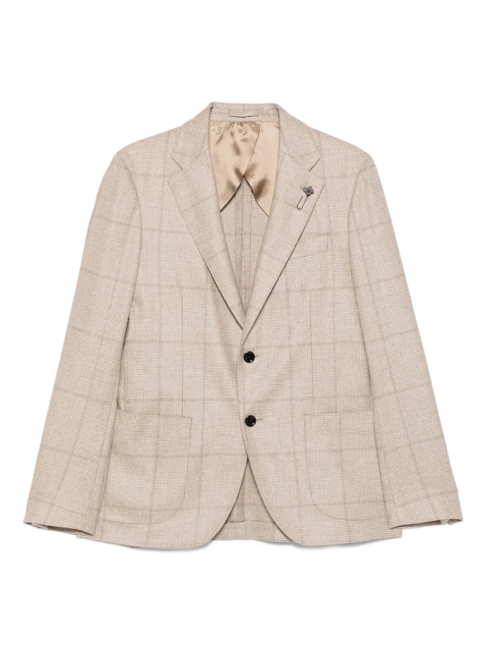 Lardini Geruit jack met twee knopen Beige