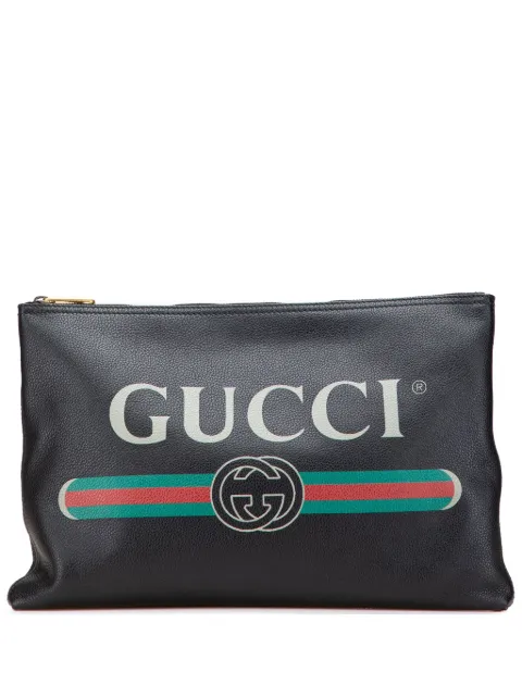 Gucci Pre-Owned 2016-2025 Leather Logo clutch bag