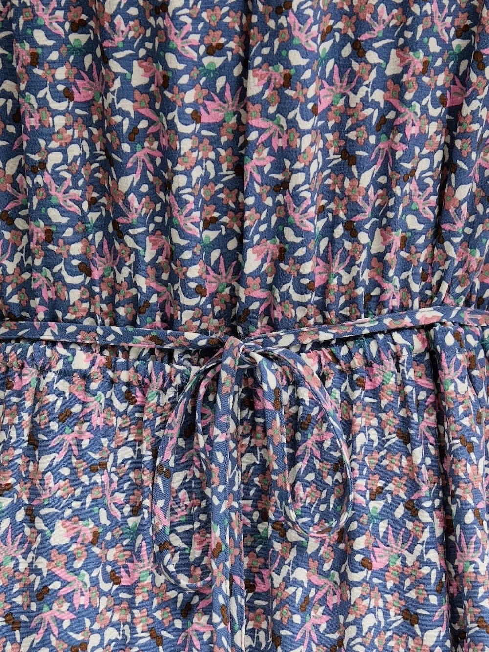 Marc O'Polo Midi-jurk met bloemenprint en knopen Blauw