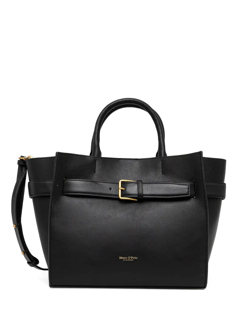 Marc O'Polo medium Shopper buckle-fastening leather tote bag Zwart