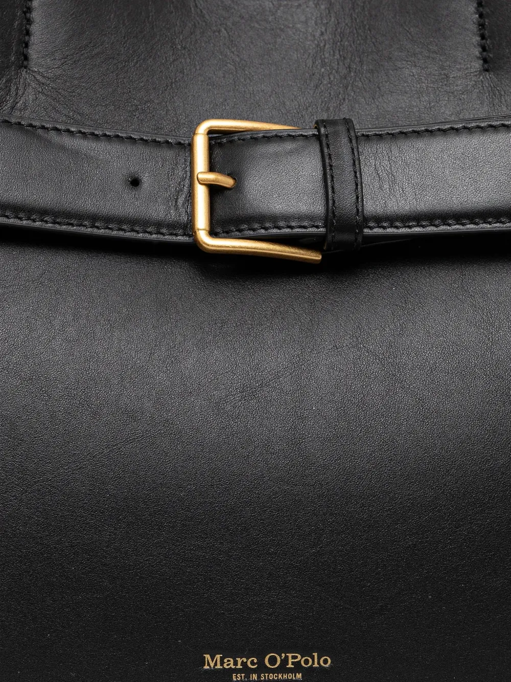 Marc O'Polo Medium leren shopper met gespsluiting Zwart