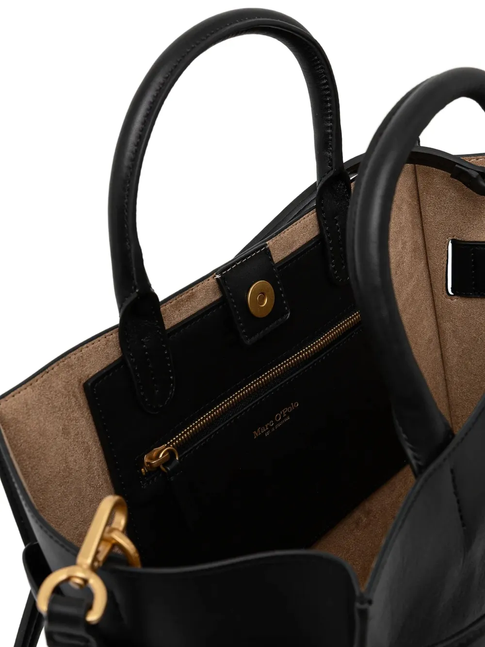 Marc O'Polo Medium leren shopper met gespsluiting Zwart