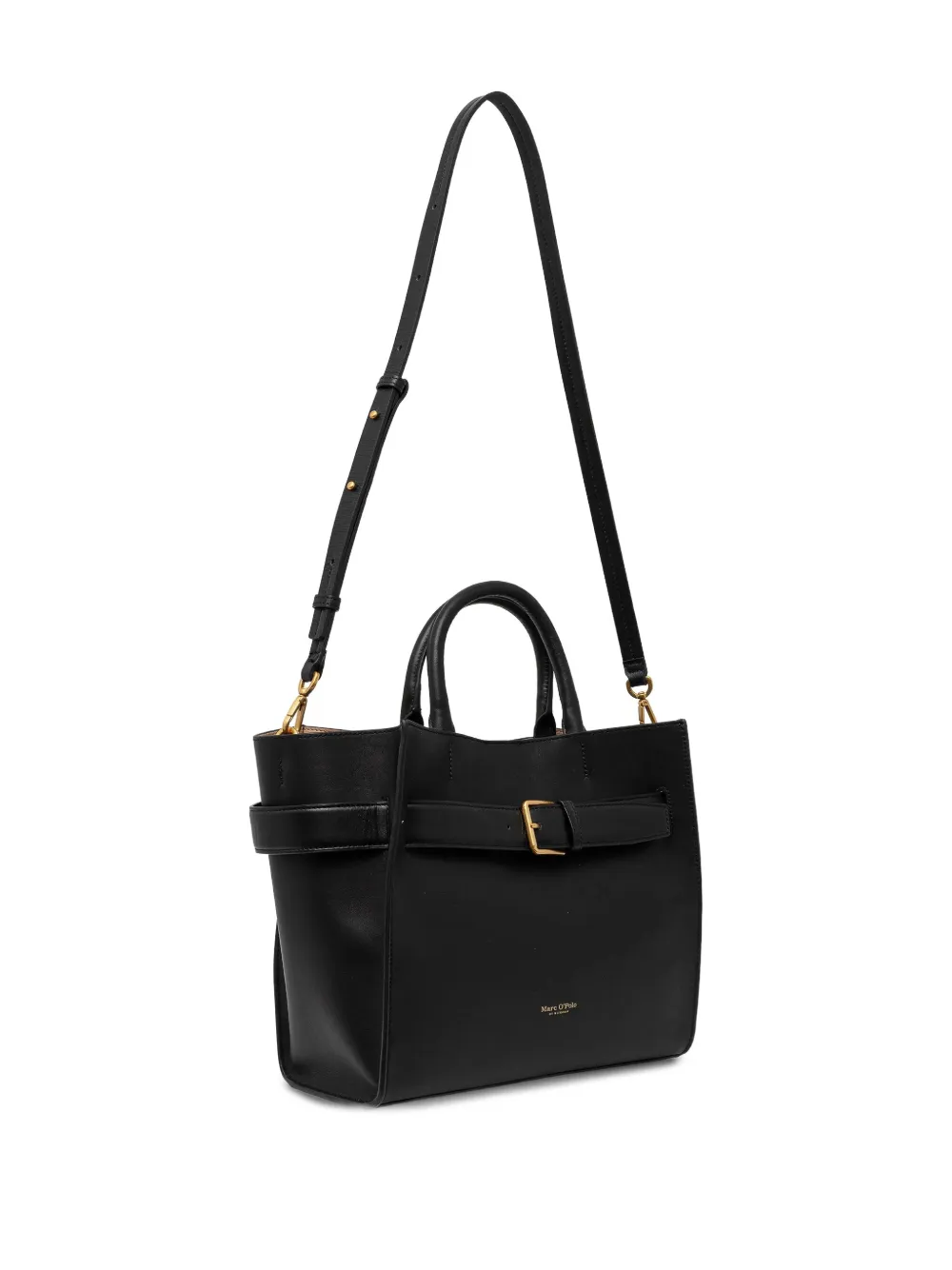 Marc O'Polo medium Shopper buckle-fastening leather tote bag - Zwart