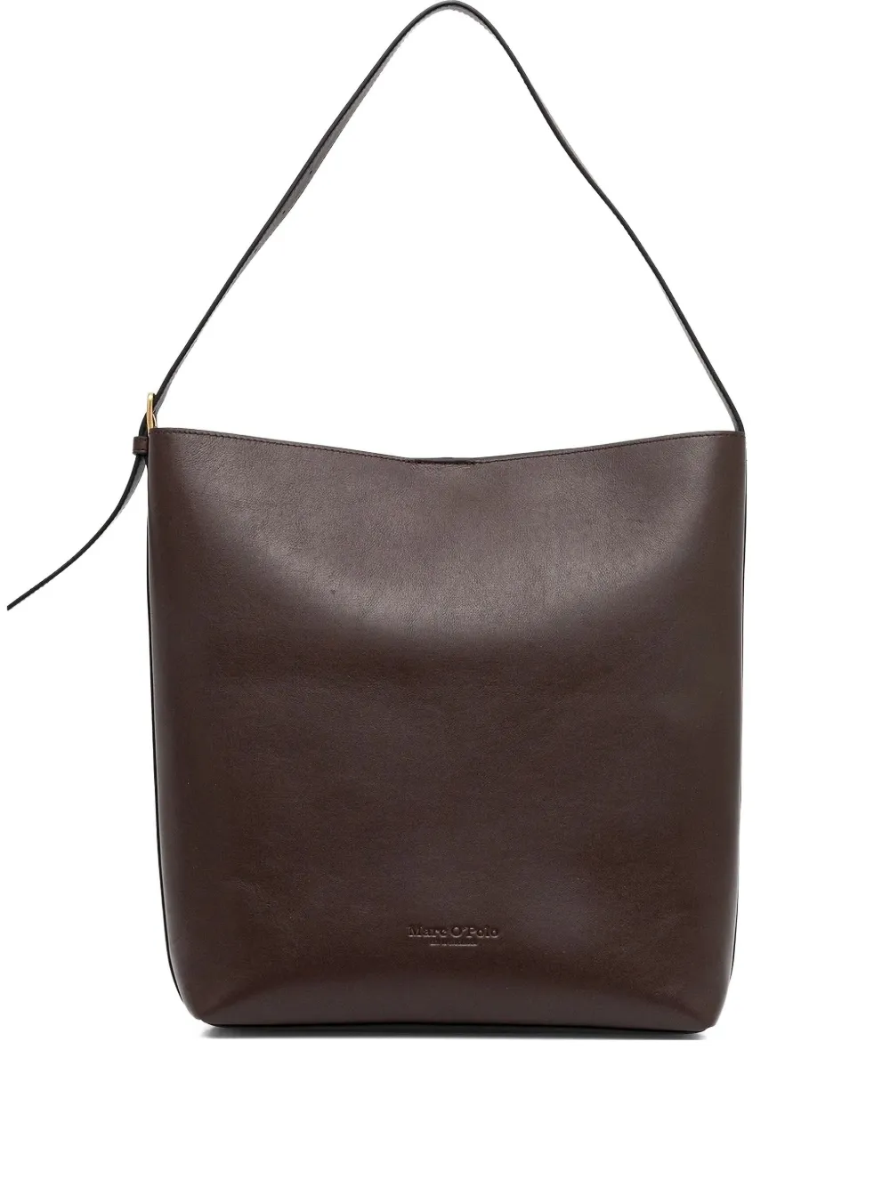 Marc O'Polo Medium buckle-fastening leather tote bag Zwart