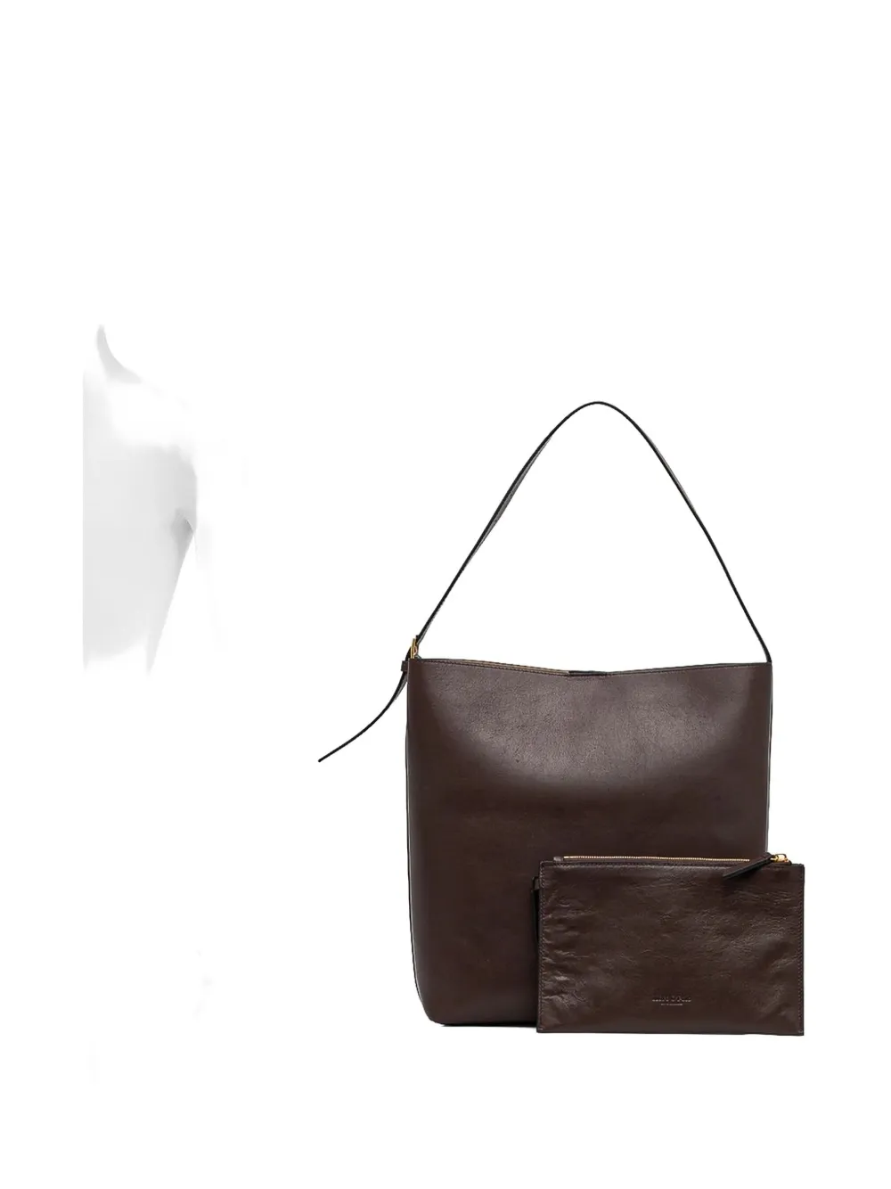 Marc O'Polo Medium buckle-fastening leather tote bag Zwart