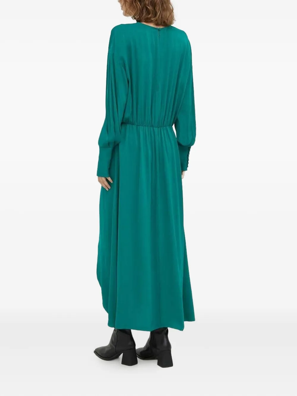 Lovechild Siggi Twist-detail Button-cuff Midi Dress In Green