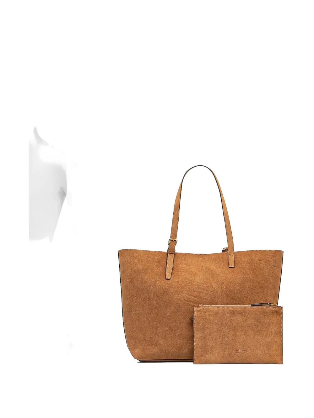 Marc O'polo Large Buckle-fastening Suede Tote Bag In Brown