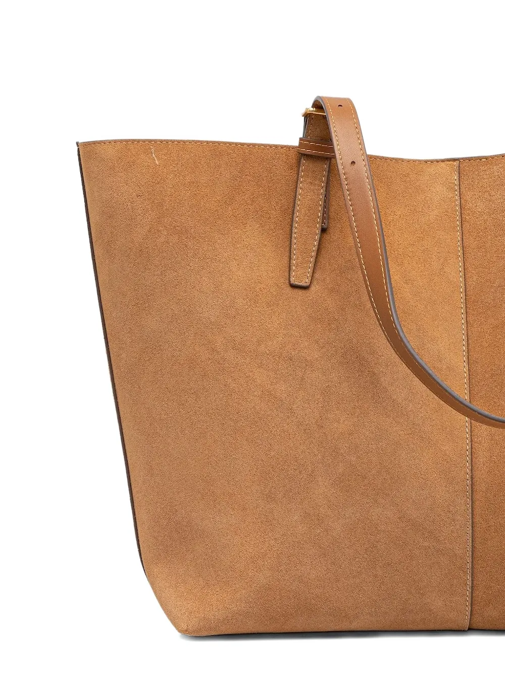Marc O'polo Large Buckle-fastening Suede Tote Bag In Brown