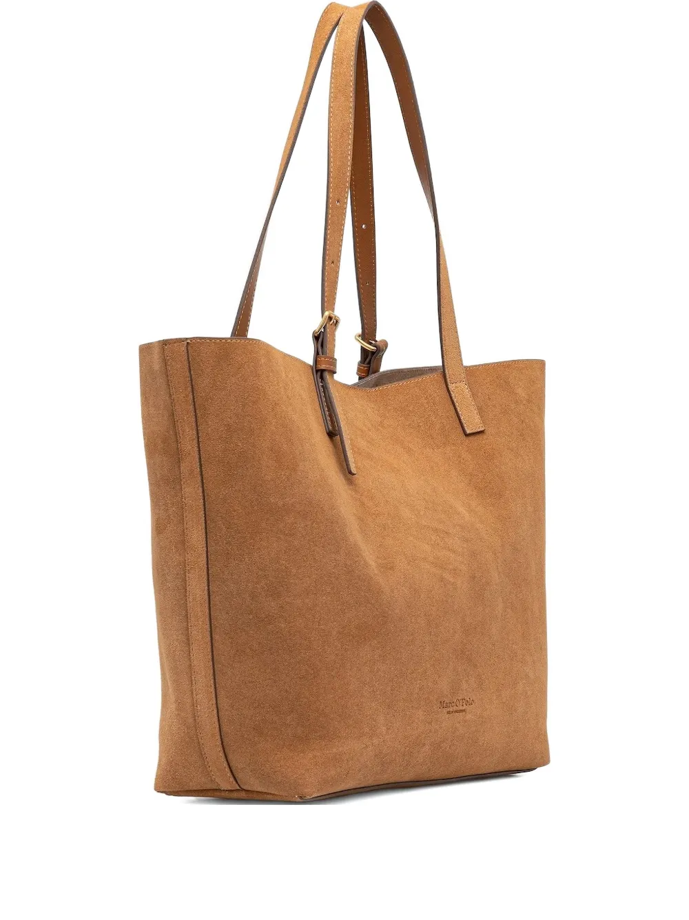 Marc O'polo Large Buckle-fastening Suede Tote Bag In Brown