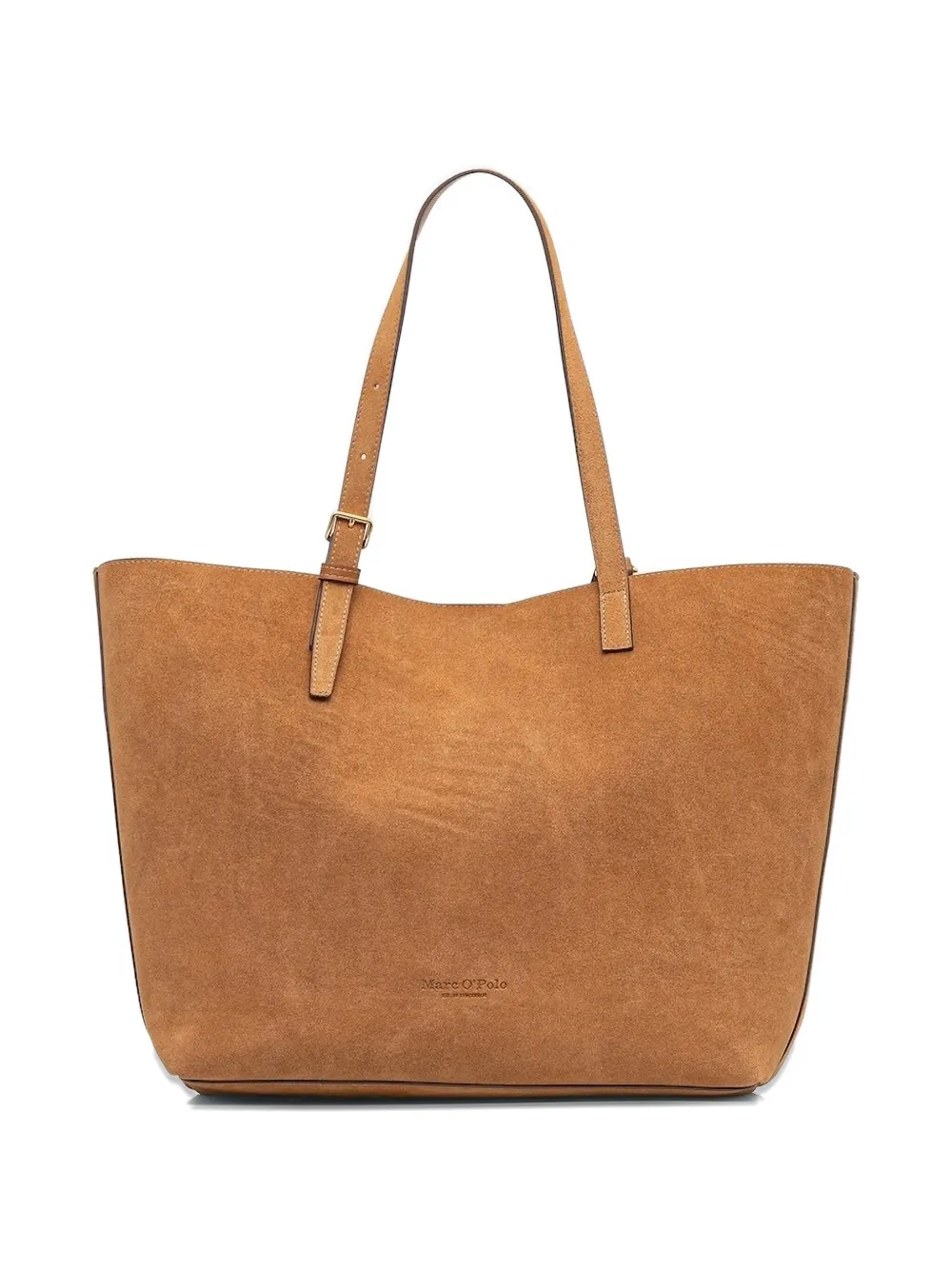 Marc O'polo Large Buckle-fastening Suede Tote Bag In Brown