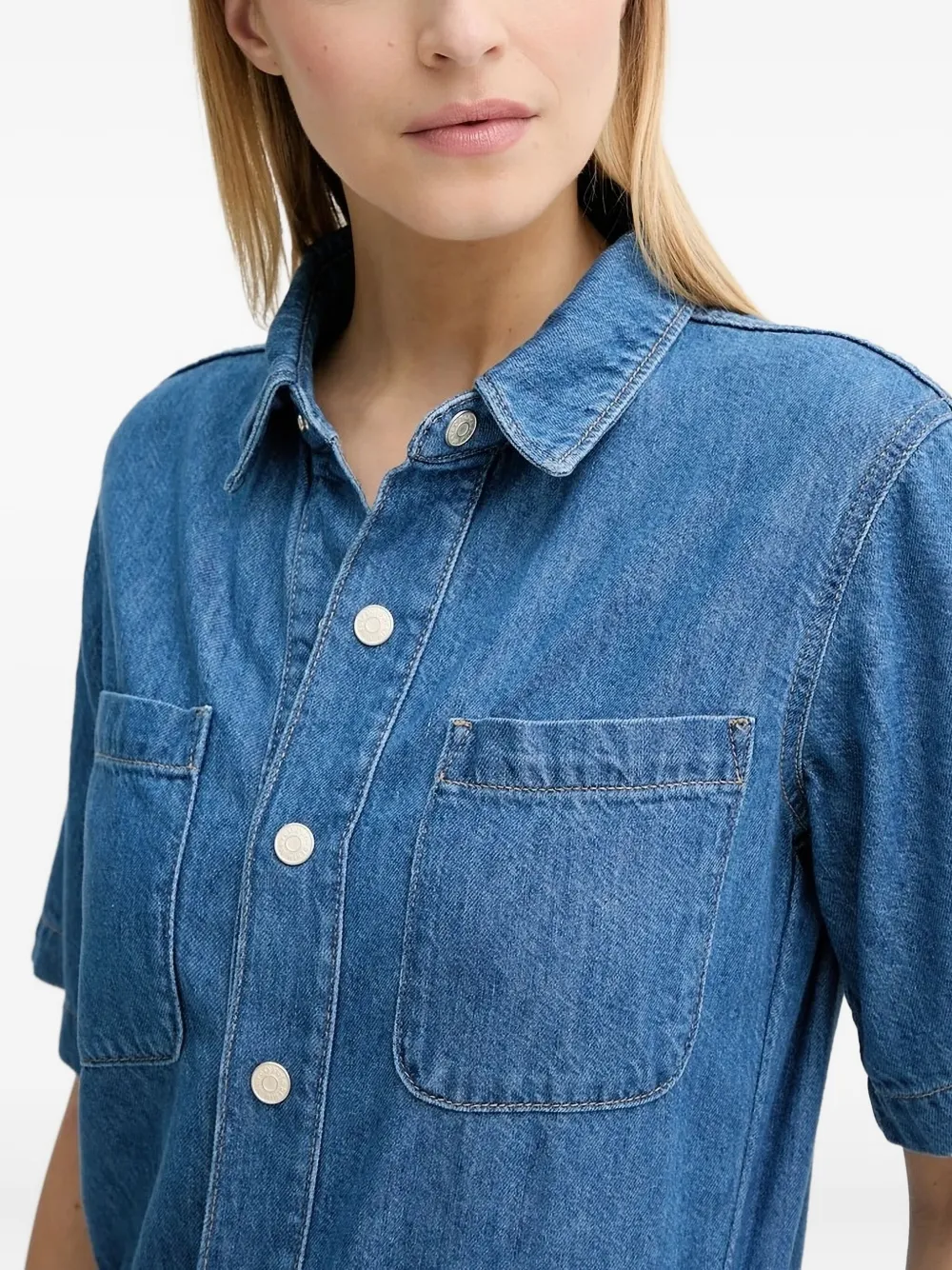 Marc O'Polo denim button-fastening jumpsuit Blauw