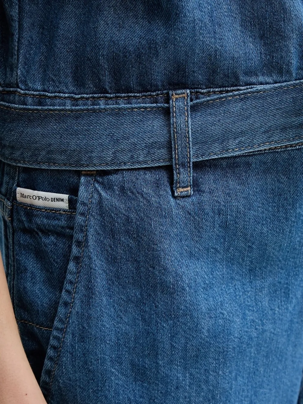 Marc O'Polo denim button-fastening jumpsuit Blauw