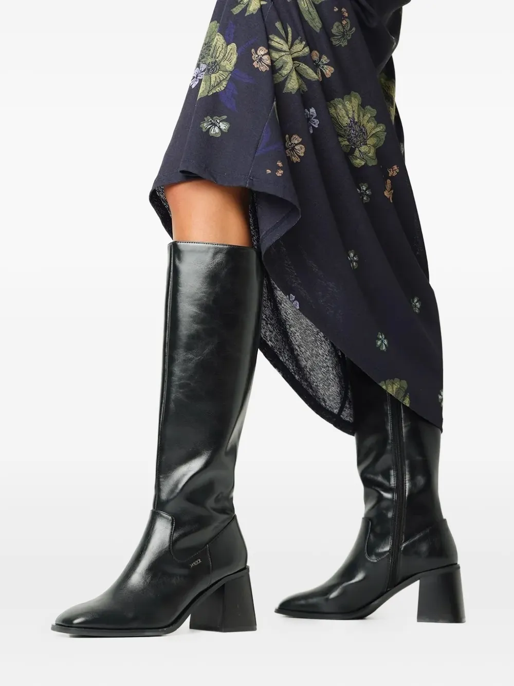 Mexx 70mm Maya Block-heel Knee-high Boots In Black