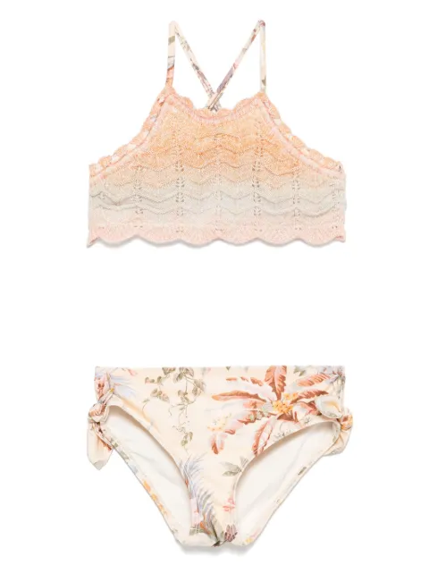 ZIMMERMANN Kids crochet-trimmed floral bikini set
