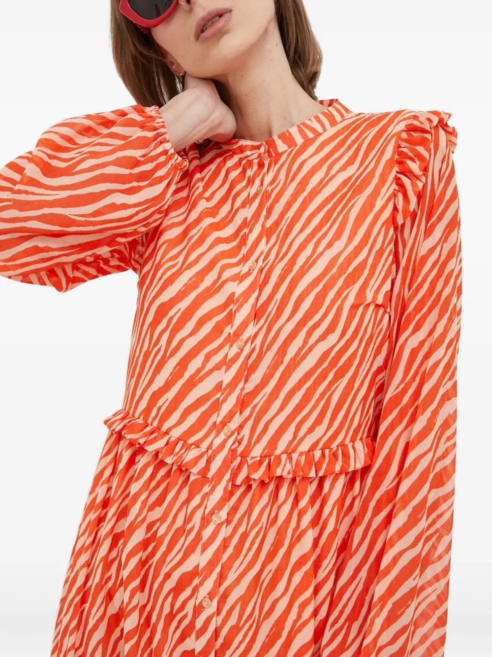 Notes Du Nord Zebra-print Maxi Dress In Orange