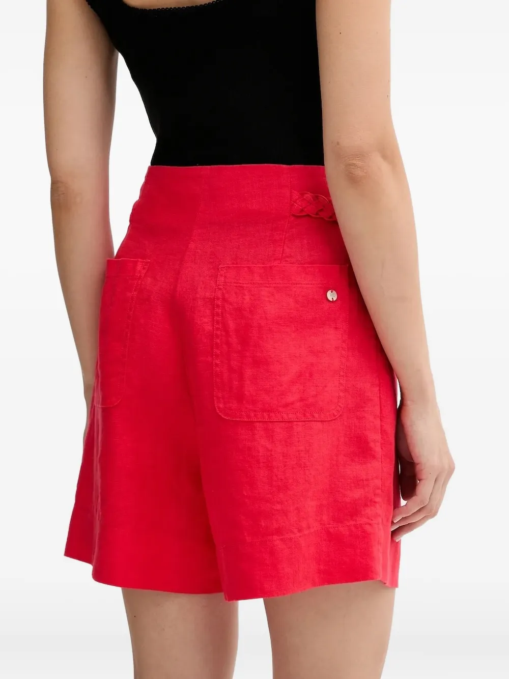 Pedro Del Hierro braided-detail linen shorts Rood