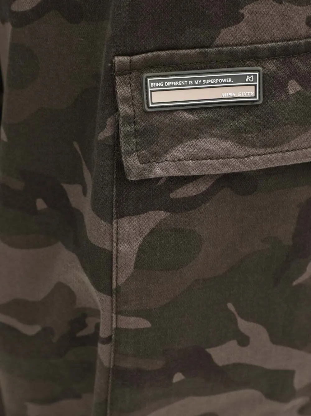 Miss Sixty Camouflage Straight-leg Trousers In Gray