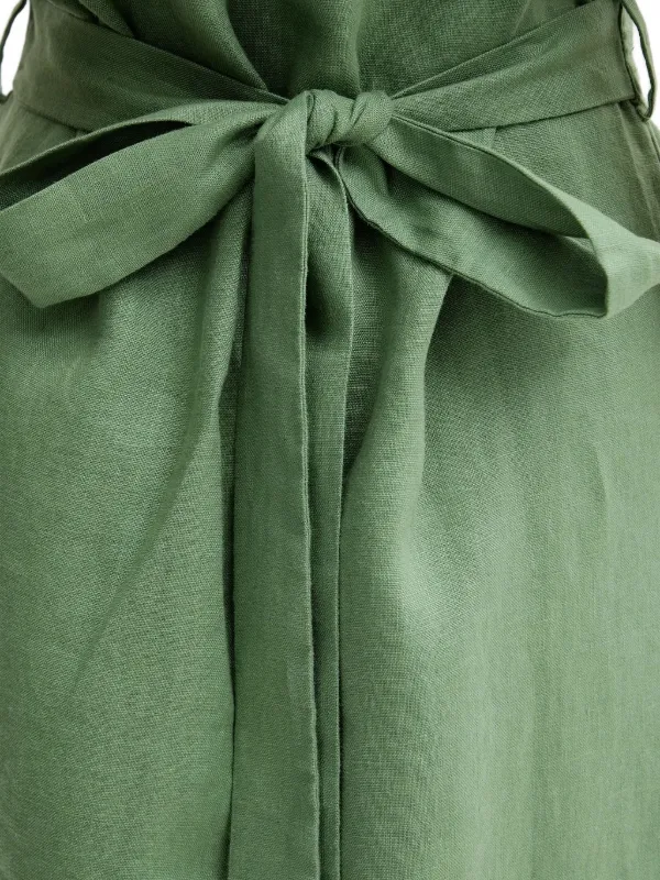 Pedro Del Hierro Belted Linen Dress | Green | FARFETCH