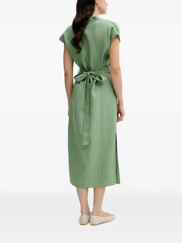 Pedro Del Hierro Belted Linen Dress | Green | FARFETCH