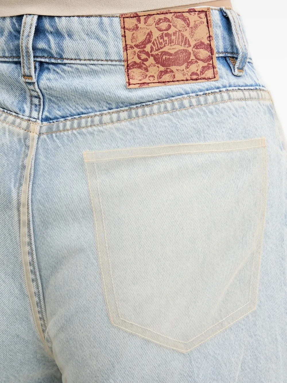 Miss Sixty Tulle-panelled Sequin Wide-leg Jeans In Blue