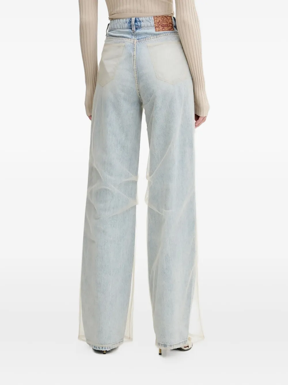 Miss Sixty Jeans met wijde pijpen en tulen vlakken - Blauw