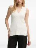 Pedro Del Hierro v-neck textured knit top - White