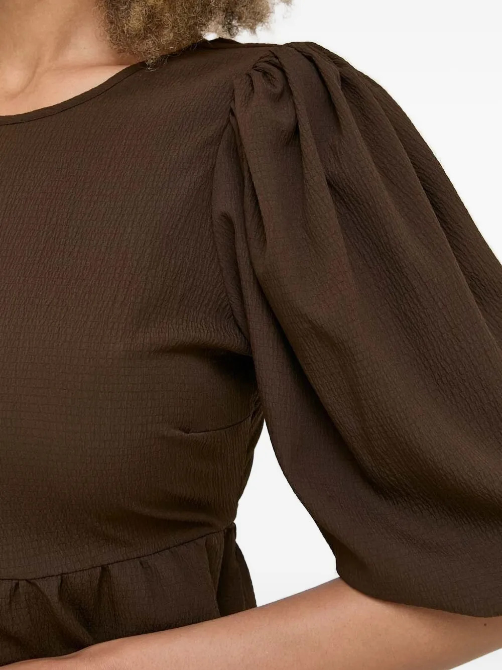 Notes Du Nord Puff-sleeve Peplum Top In Burgundy