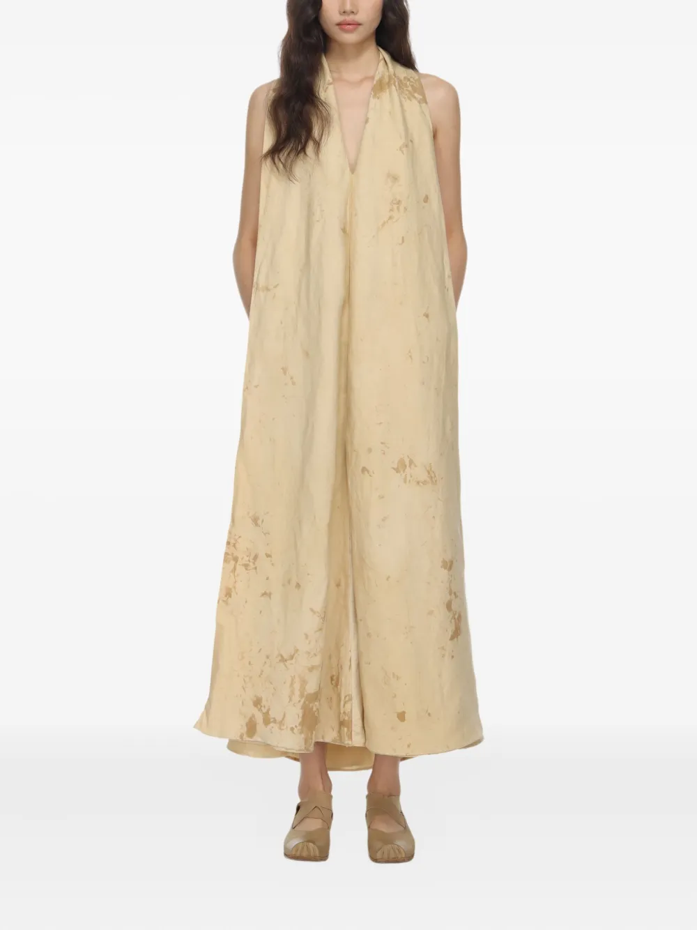 Uma Wang Midi-jurk met open rug Beige