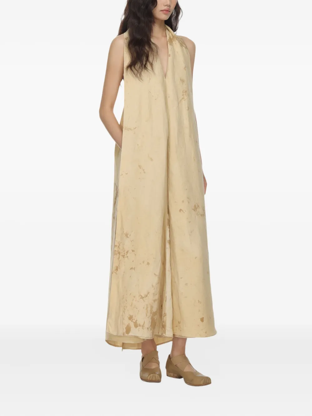 Uma Wang Midi-jurk met open rug Beige