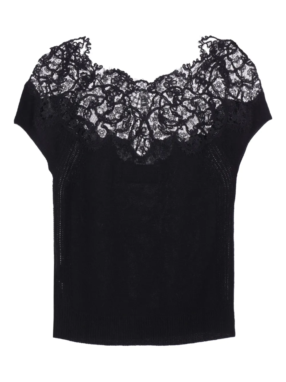 Ermanno Scervino lace-insert knit top - Zwart