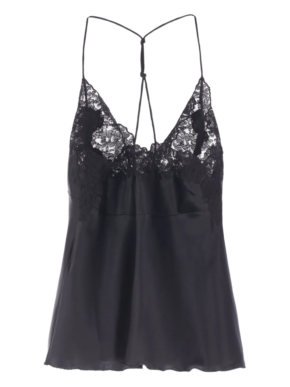 Ermanno Scervino lace-trimmed satin top - Zwart