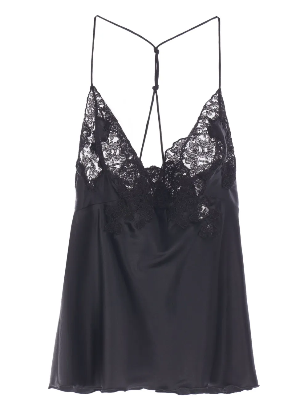 Ermanno Scervino lace-trimmed satin top | Black | Image 1