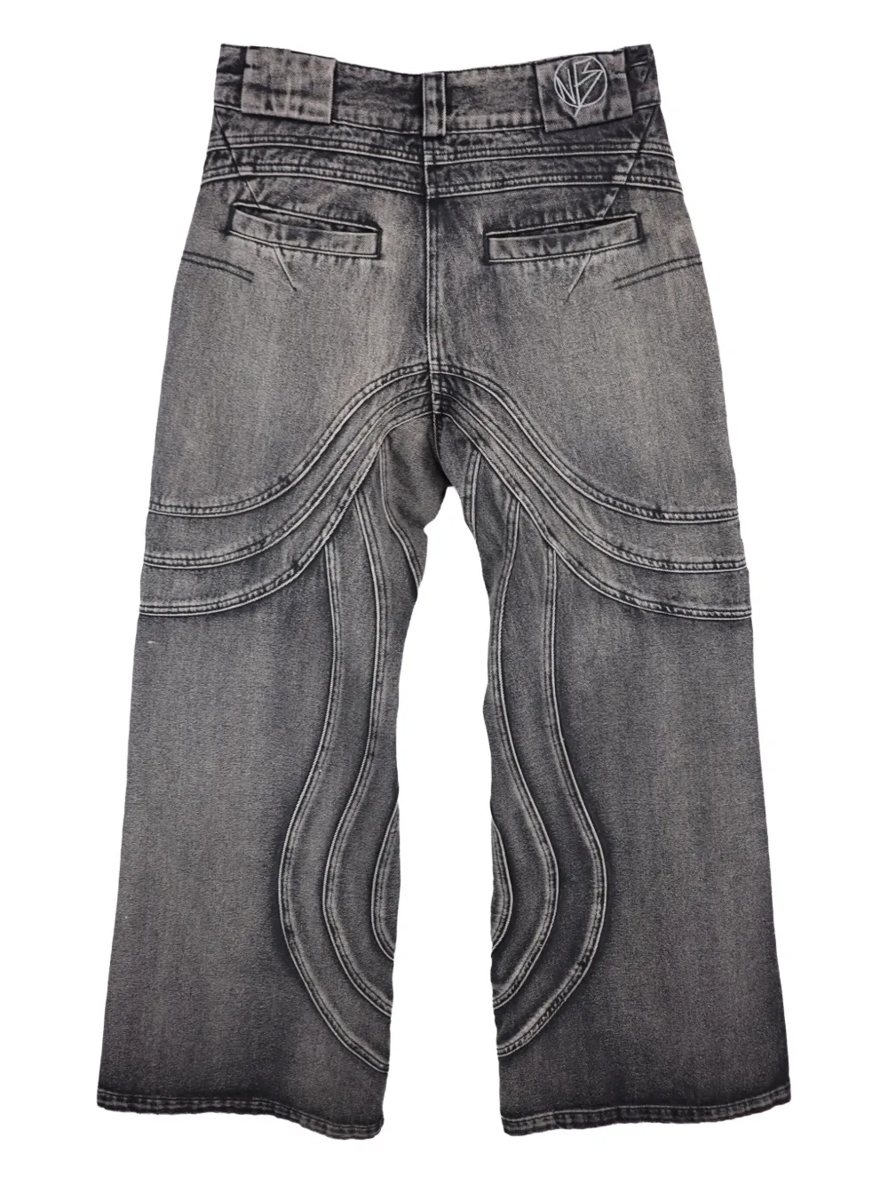NO/FAITH STUDIOS wave-pattern faded-wash jeans | Wide-Leg Jeans | Image 2