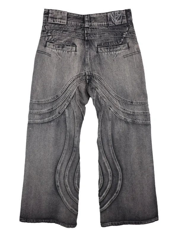 NO/FAITH STUDIOS wave-pattern faded-wash Jeans | Grey