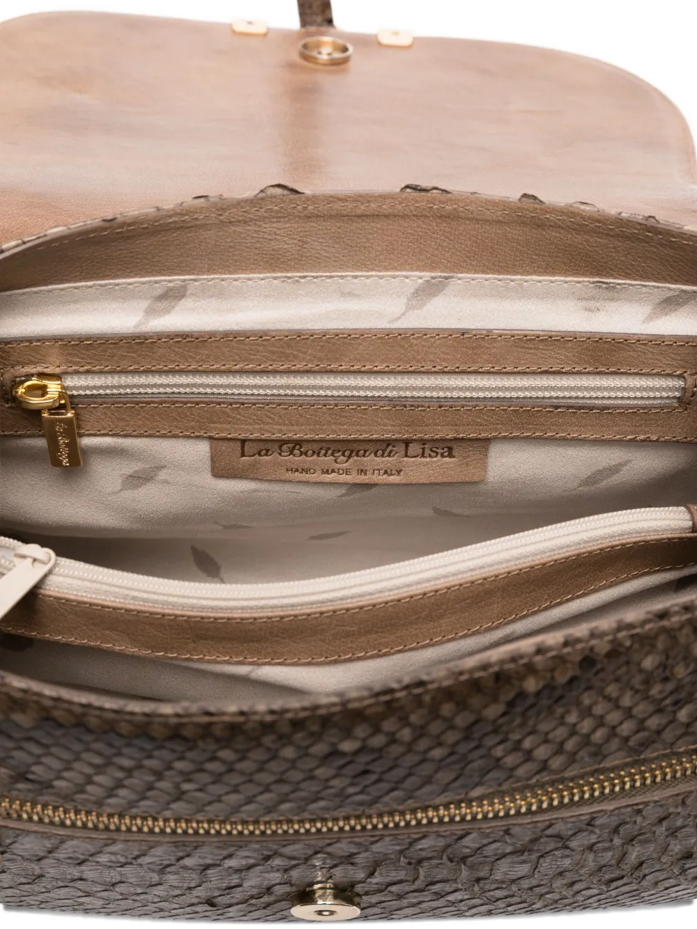 LA BOTTEGA DI LISA Skinny boekentas verfraaid met studs Beige