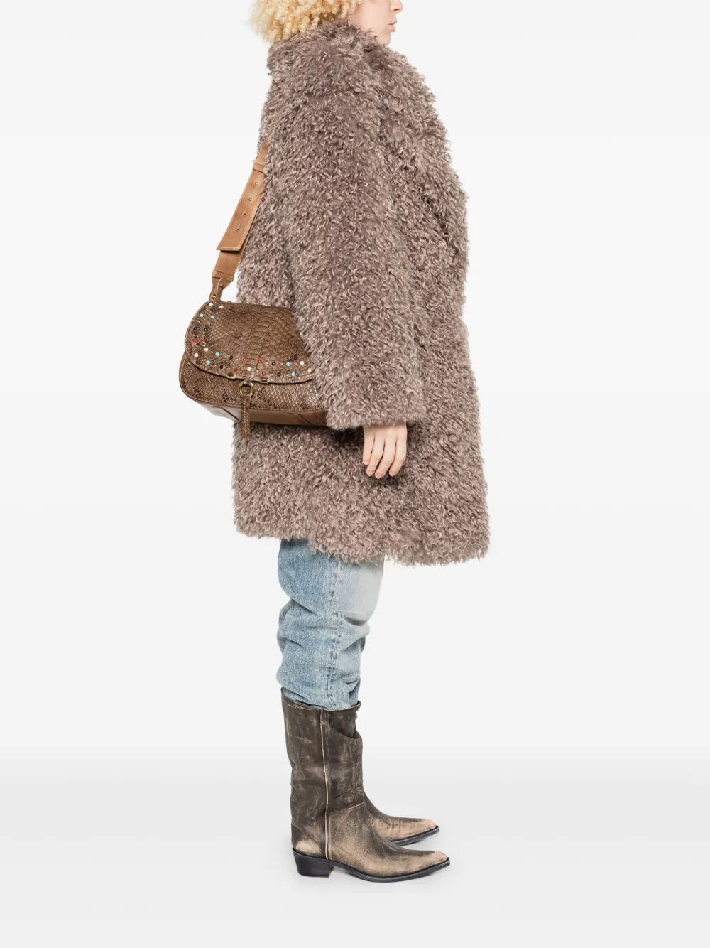 LA BOTTEGA DI LISA Skinny boekentas verfraaid met studs Beige