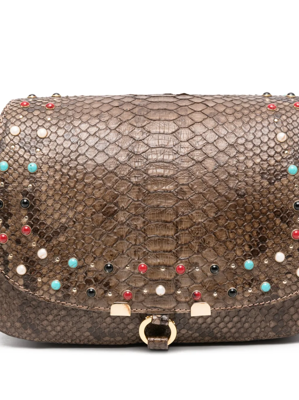 LA BOTTEGA DI LISA Skinny boekentas verfraaid met studs Beige