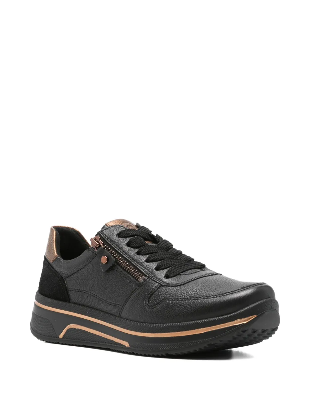 ARA Sapporo leather zip-detail sneakers - Zwart