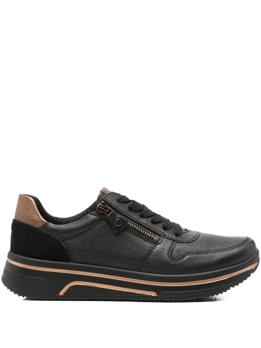 ARA Sapporo leather zip-detail sneakers Black