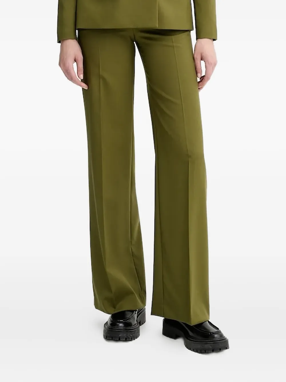 Ps By Paul Smith Pleated Wide-leg Trousers In Green