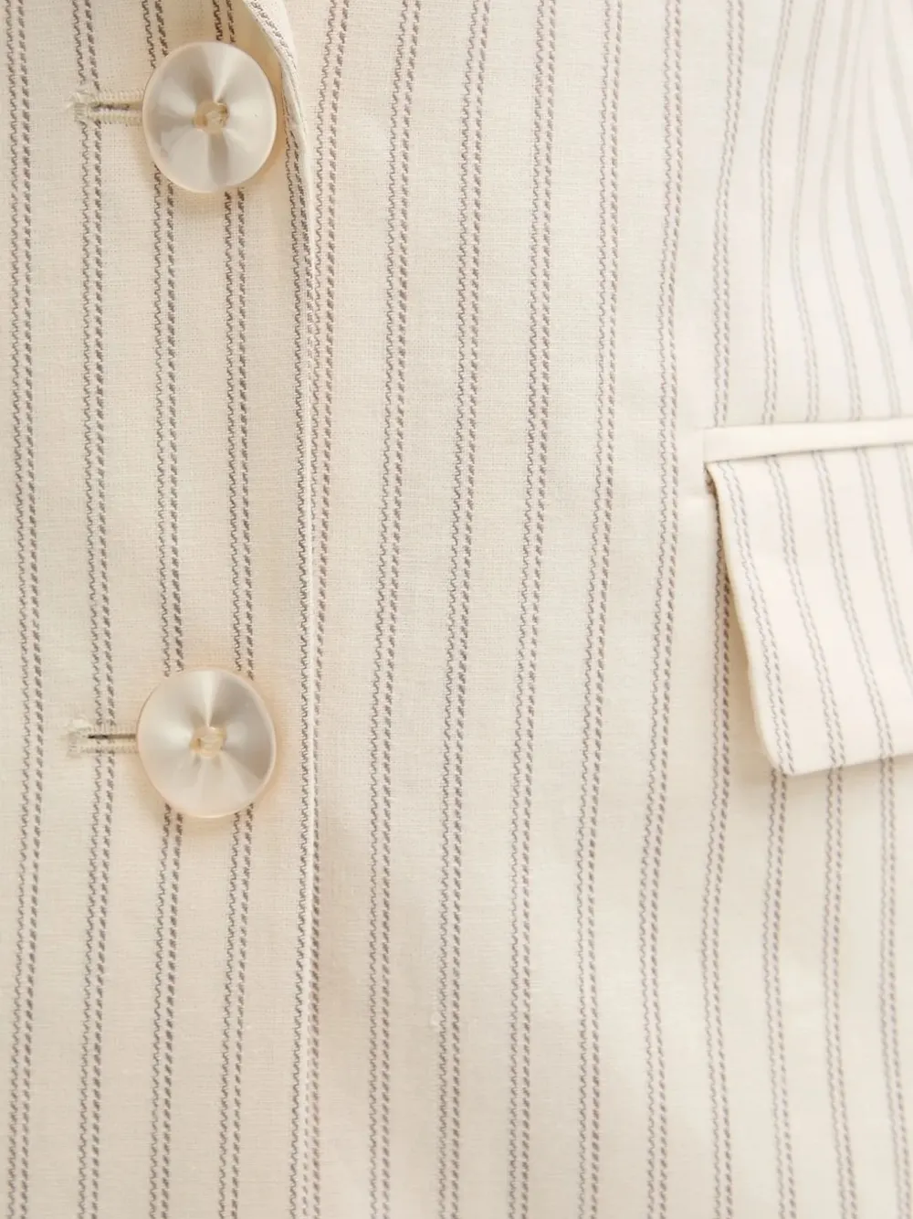 Sisley Paris Pinstripe Button Blazer In Neutral