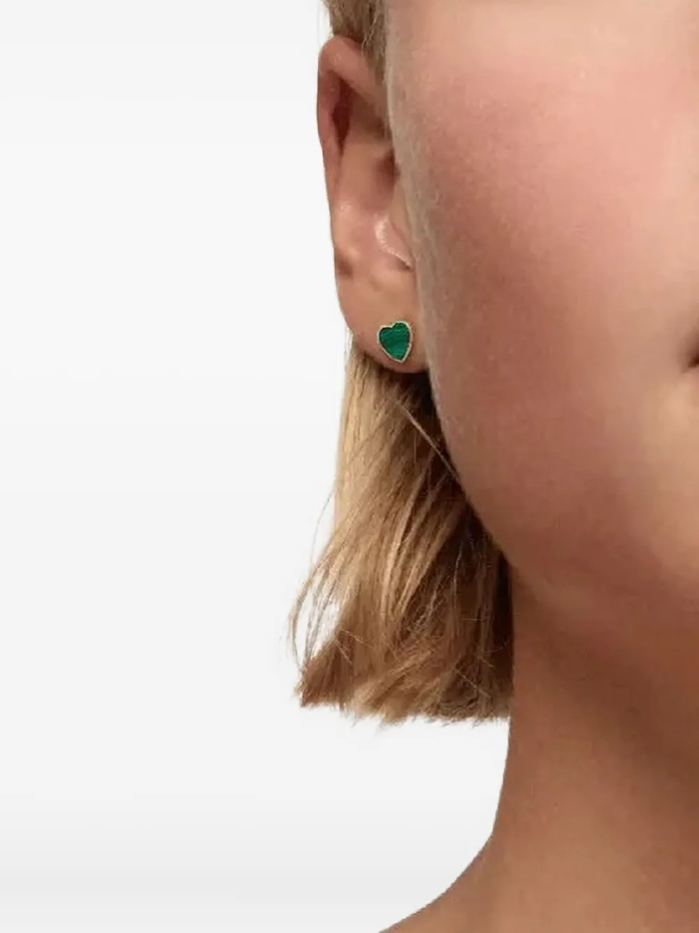 TOUS aretes en forma de corazón en oro amarillo de 14kt con malaquita | Joyas de lujo | Image 2